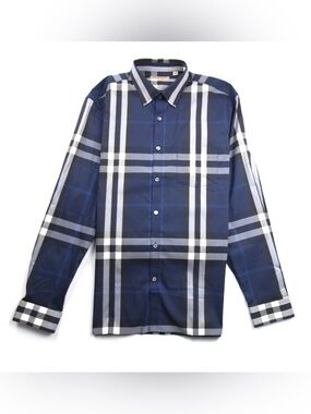 Burberry Navy Check Slim Button Up